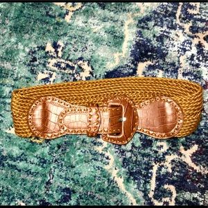 Braided Belt with Faux Crocodile Skin Detail • M/L